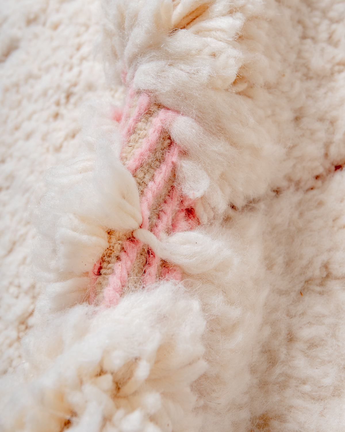 Modern, designer, handcrafted Berber rug from Morocco. Beniourain carpet with beautiful colours and patterns and fluffy wool texture.